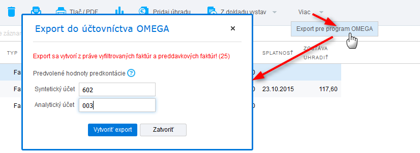 Import faktúr do účtovného softvéru Omega